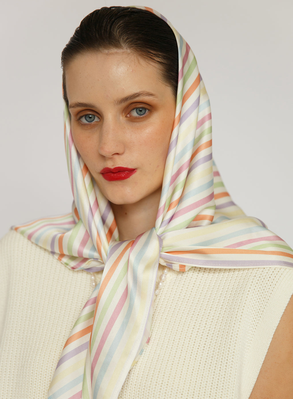 Striped Silk Square Scarf