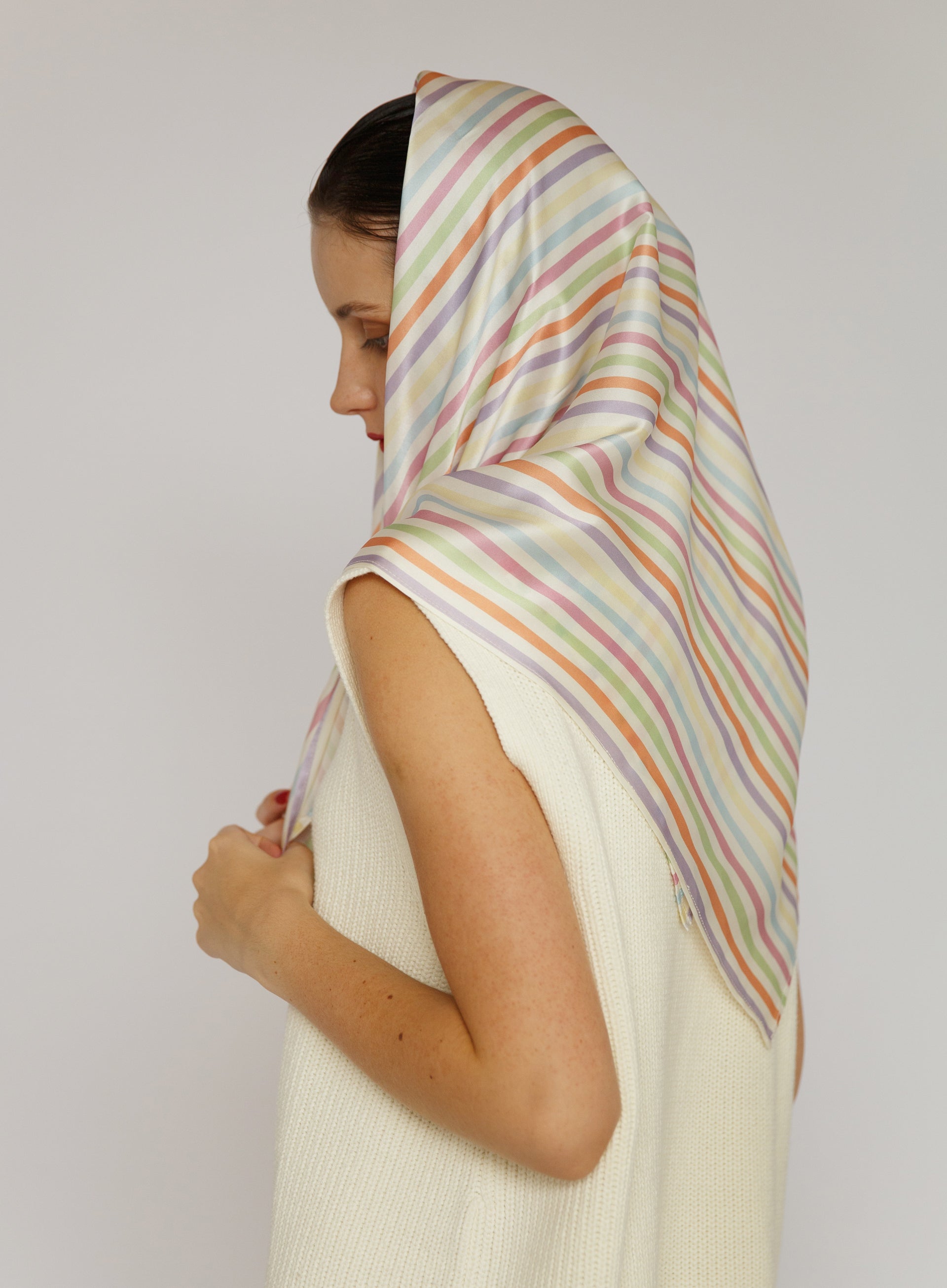 Striped Silk Square Scarf