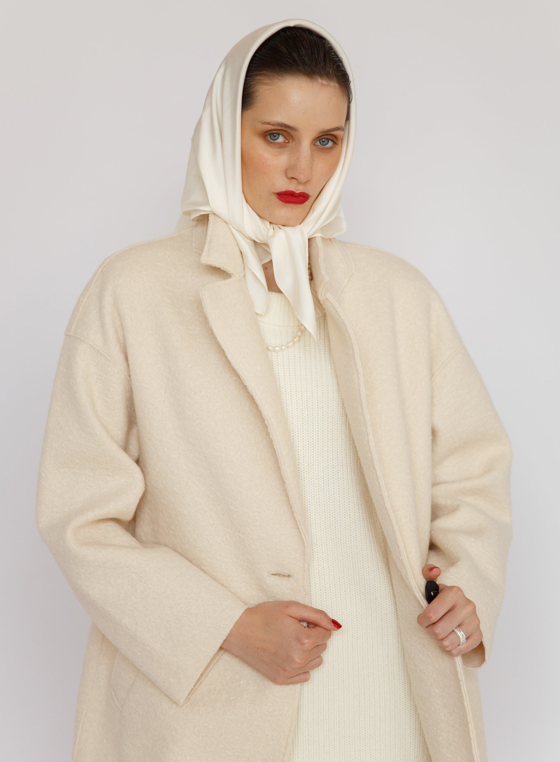 White Silk Square Scarf