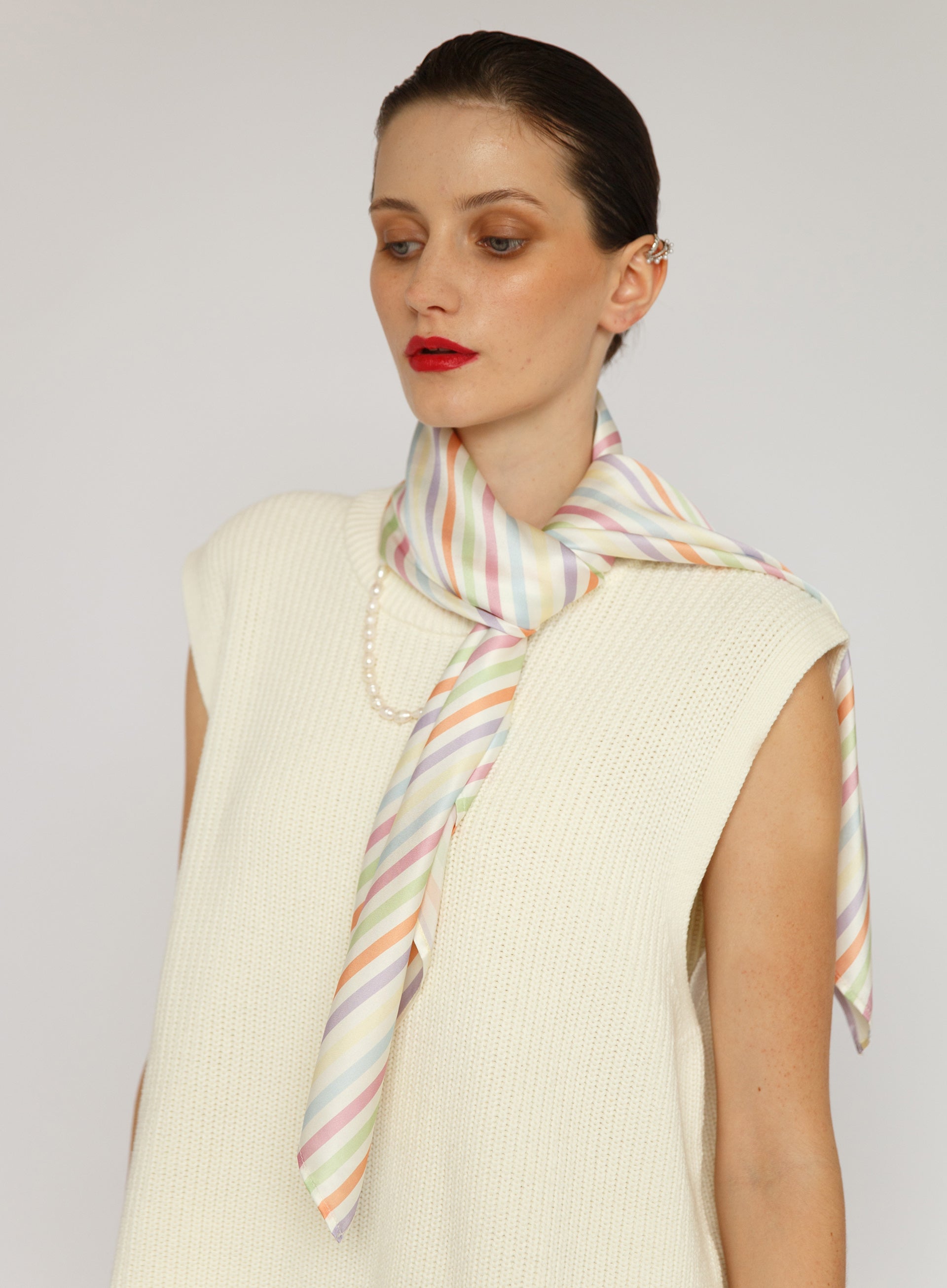 Striped Silk Square Scarf