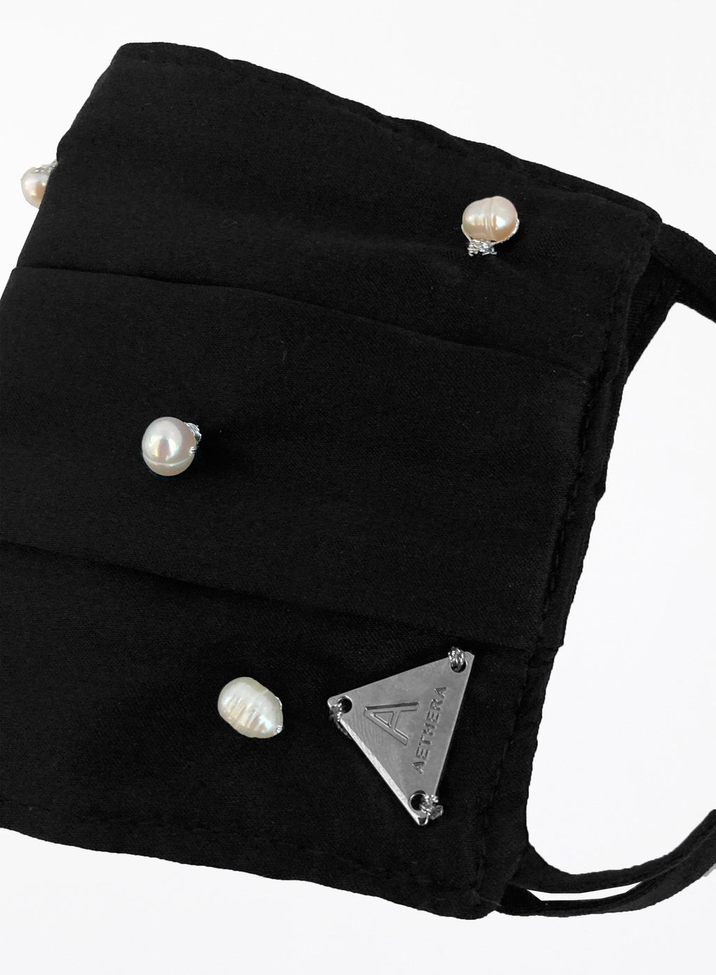 Nacre Cultured Pearl Silk Facemask - Nero