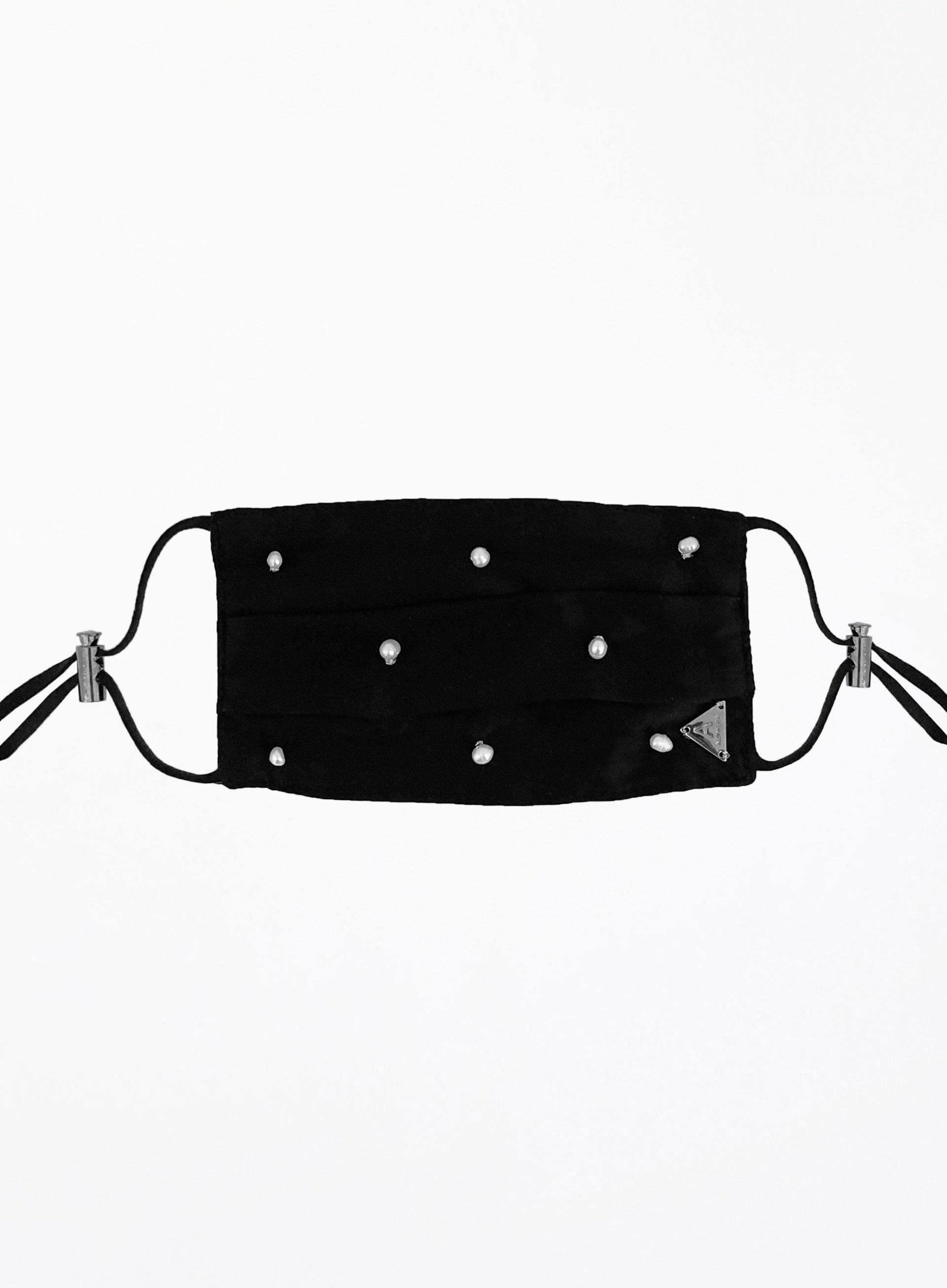 Nacre Cultured Pearl Silk Facemask - Nero