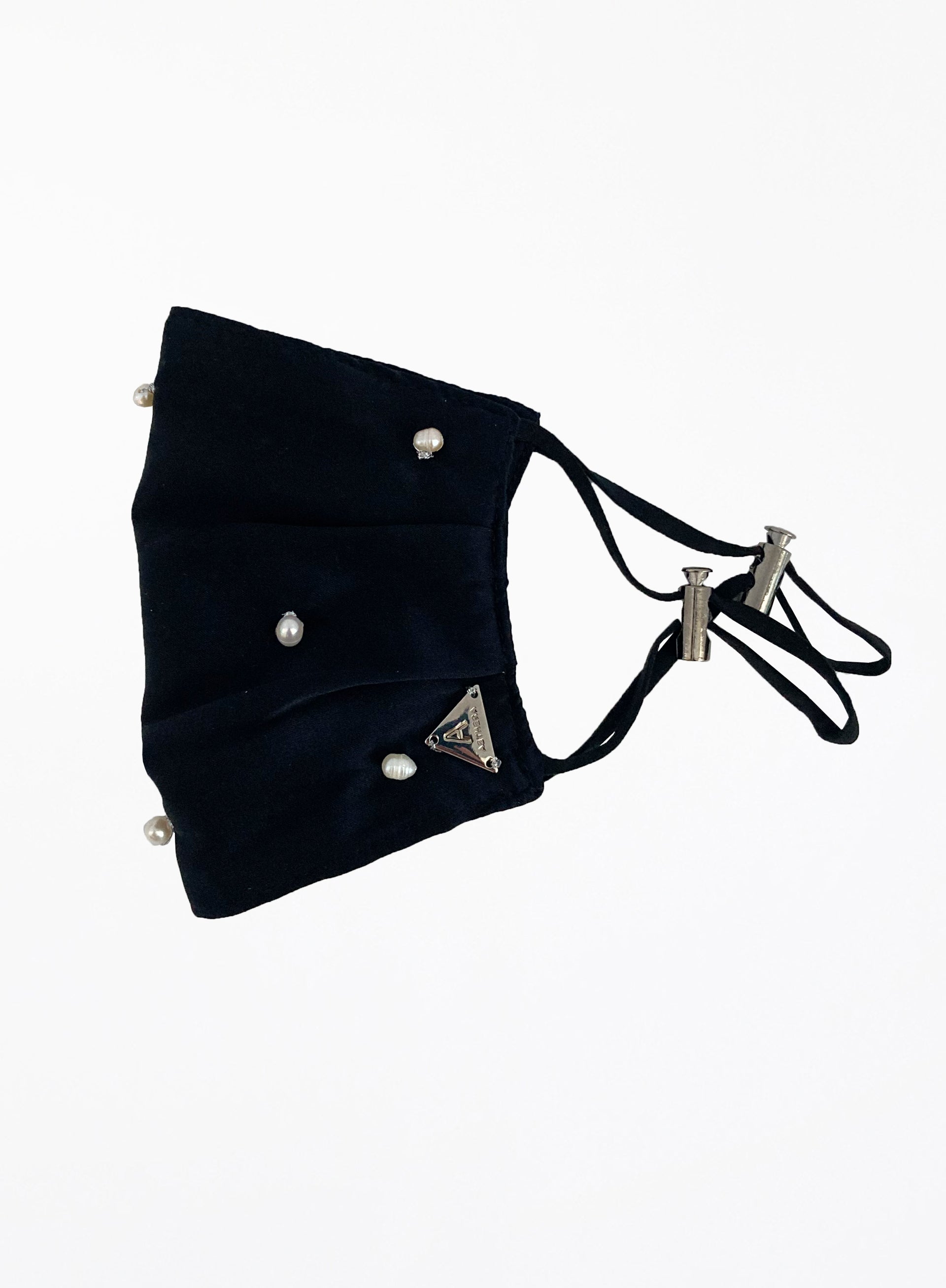 Nacre Cultured Pearl Silk Facemask - Nero