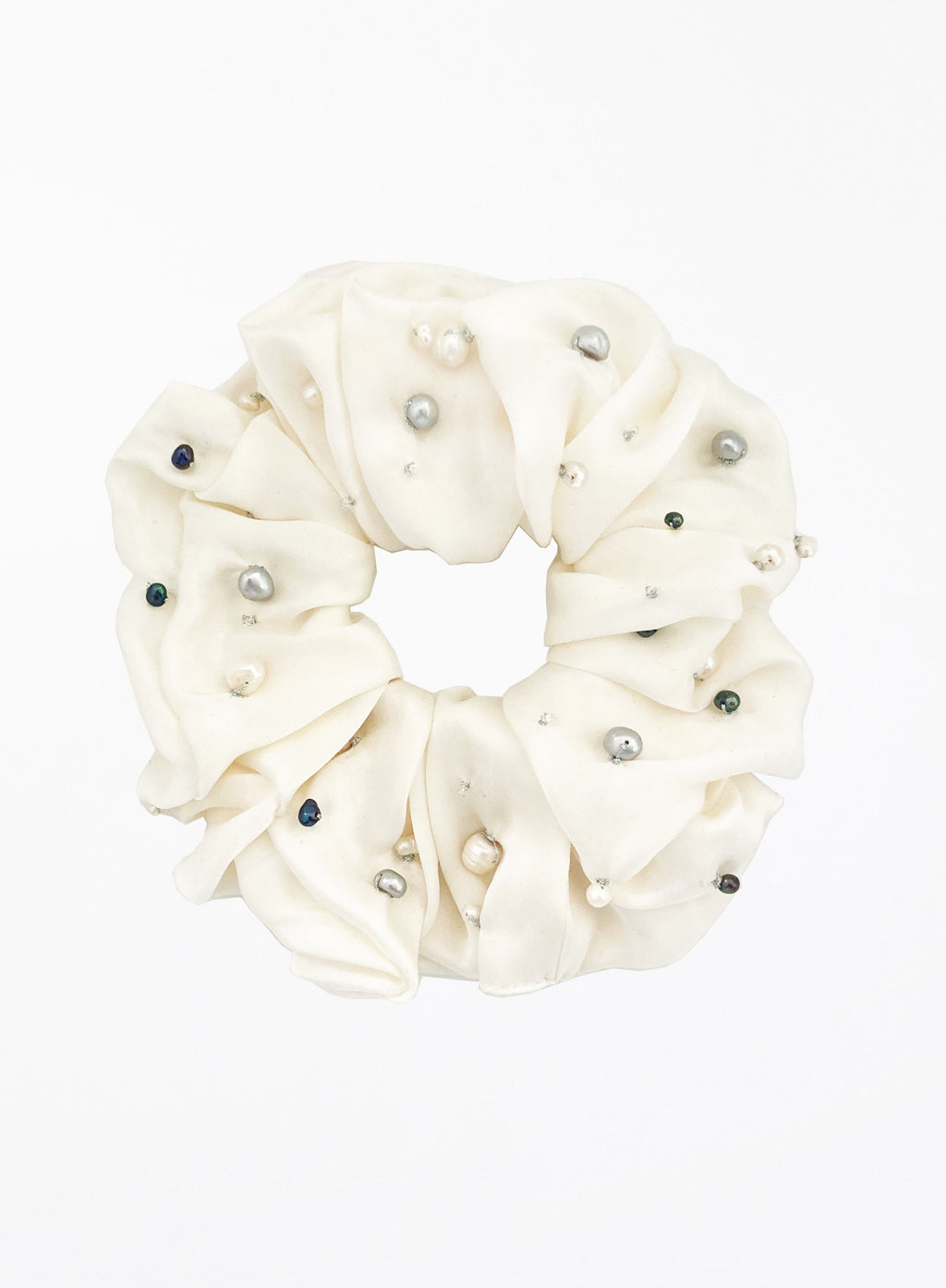 Pearls Embellished Oversized Silk Scrunchie