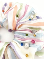 Stripe Embellished Oversized Silk Scrunchie