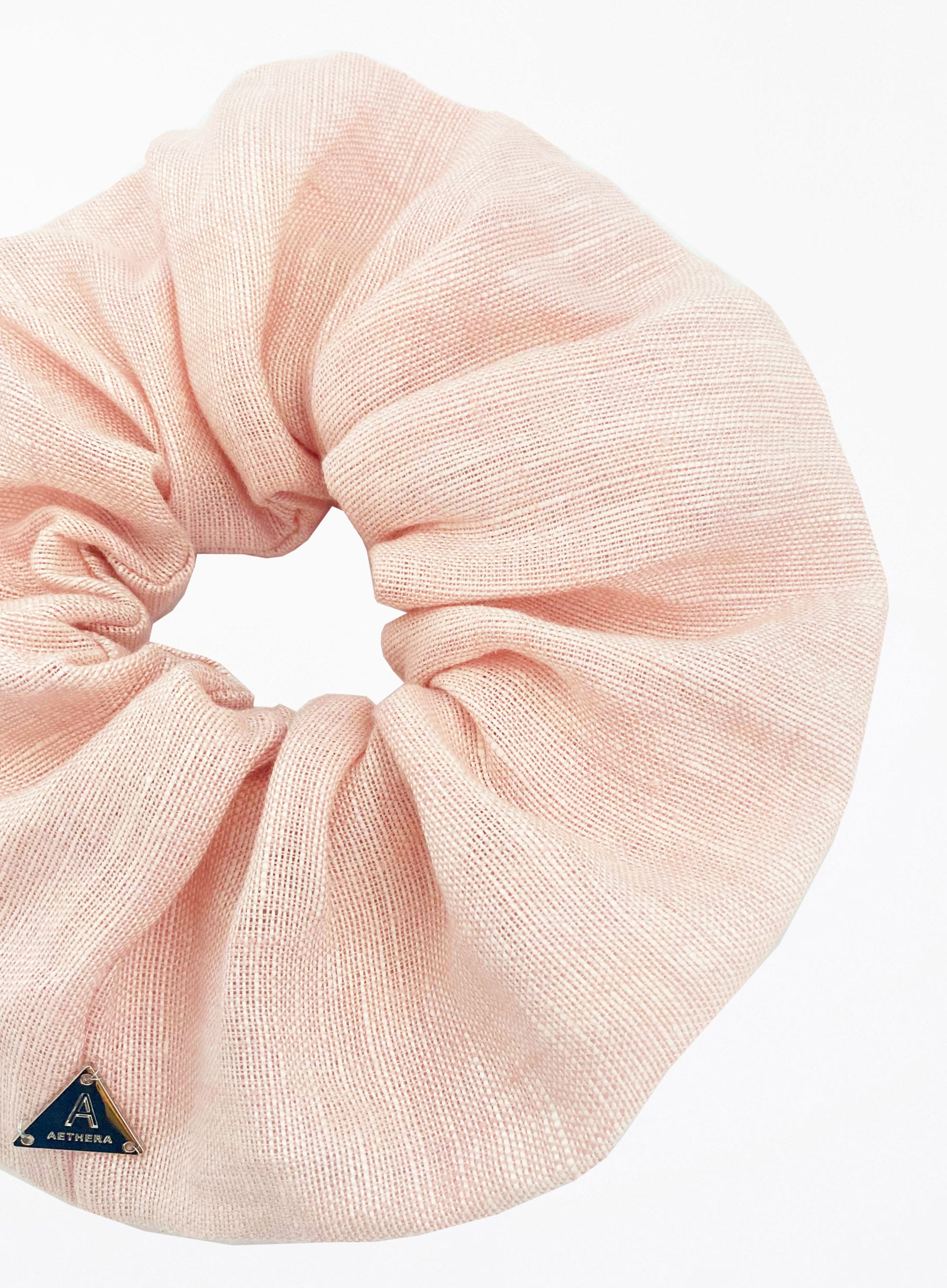 pink linen oversized scrunchie