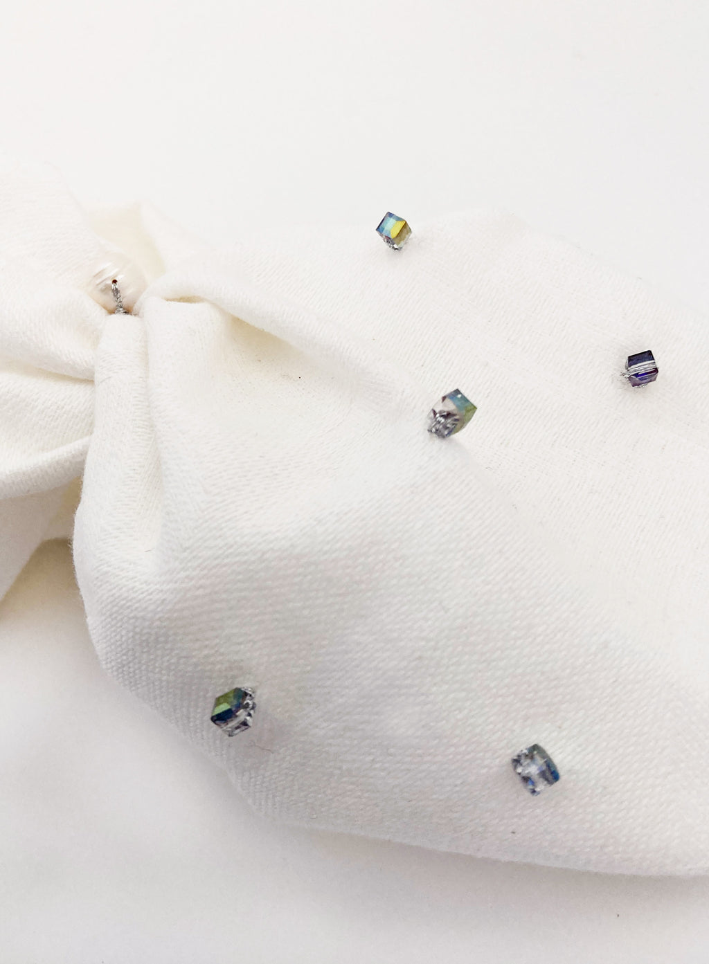 white embellished linen headband headwrap