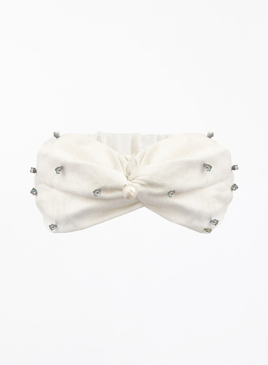 white embellished linen headband headwrap