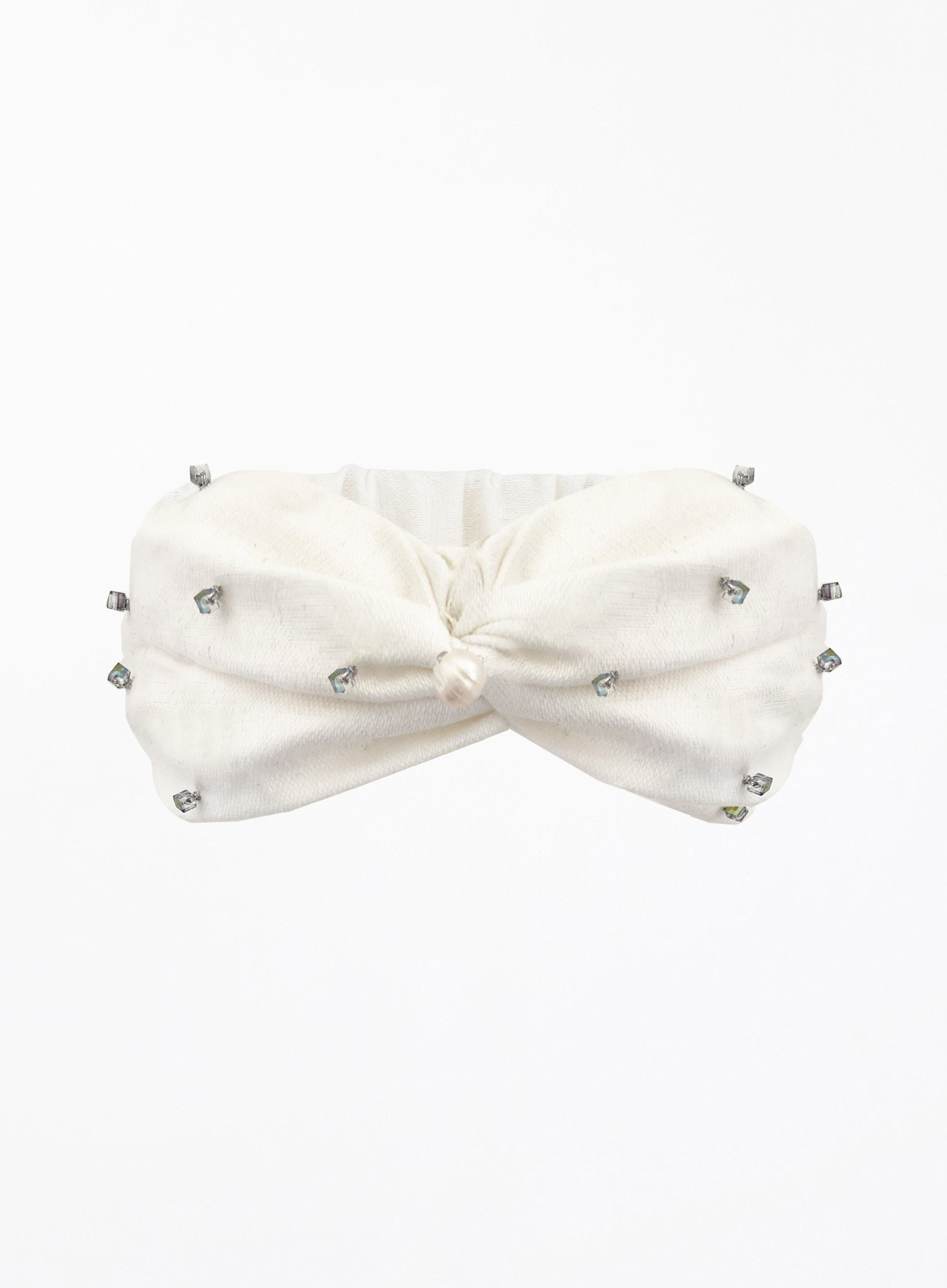 white embellished linen headband headwrap