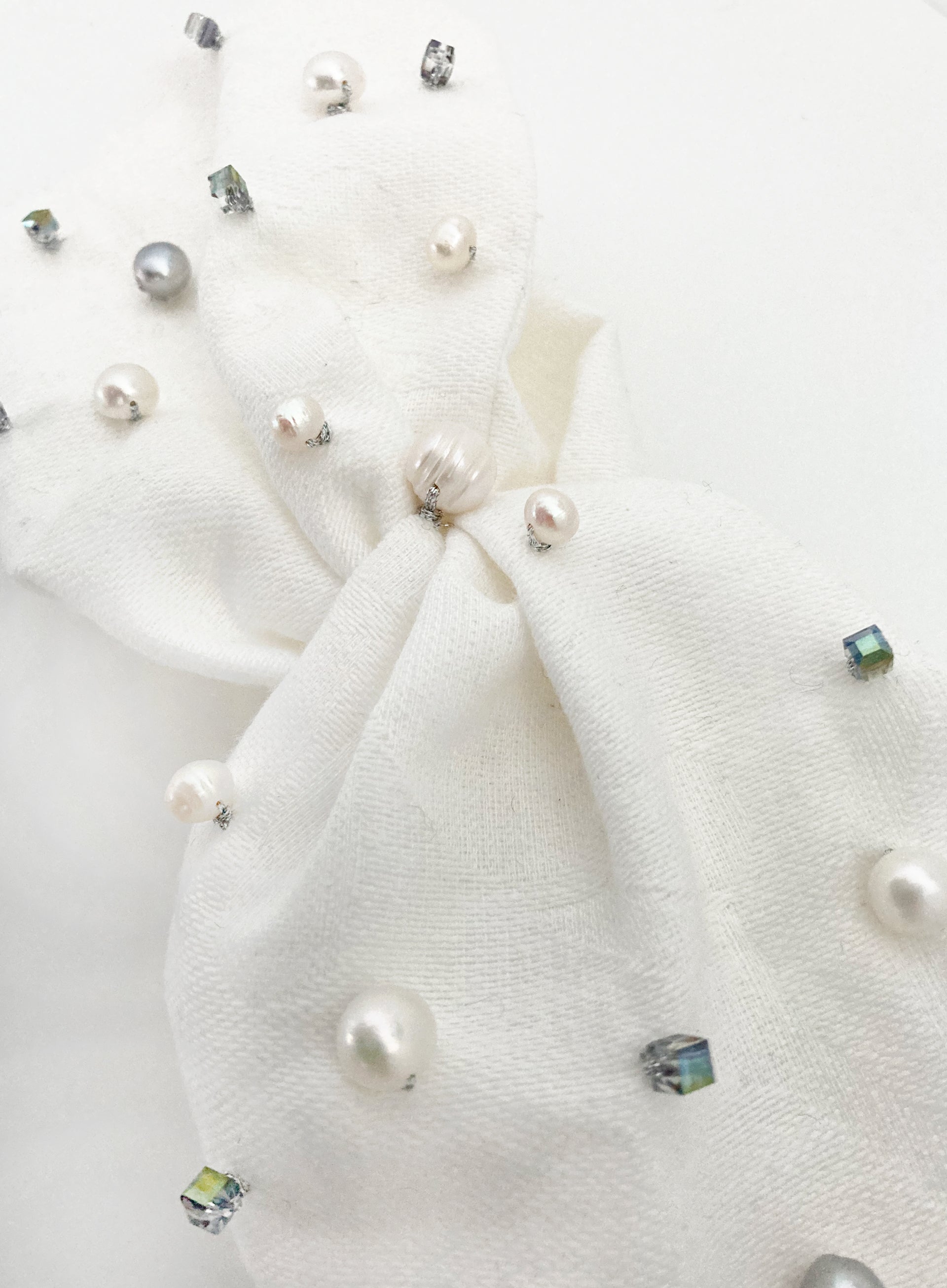 white pearl embellished linen headband headwrap 