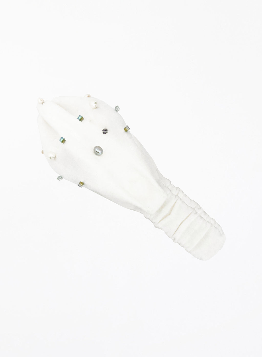 white pearl embellished linen headband headwrap 