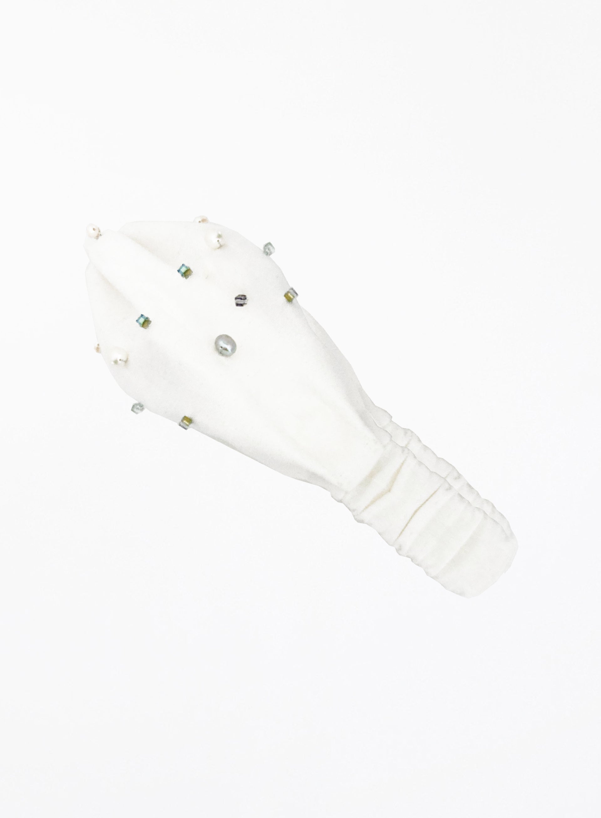 white pearl embellished linen headband headwrap 