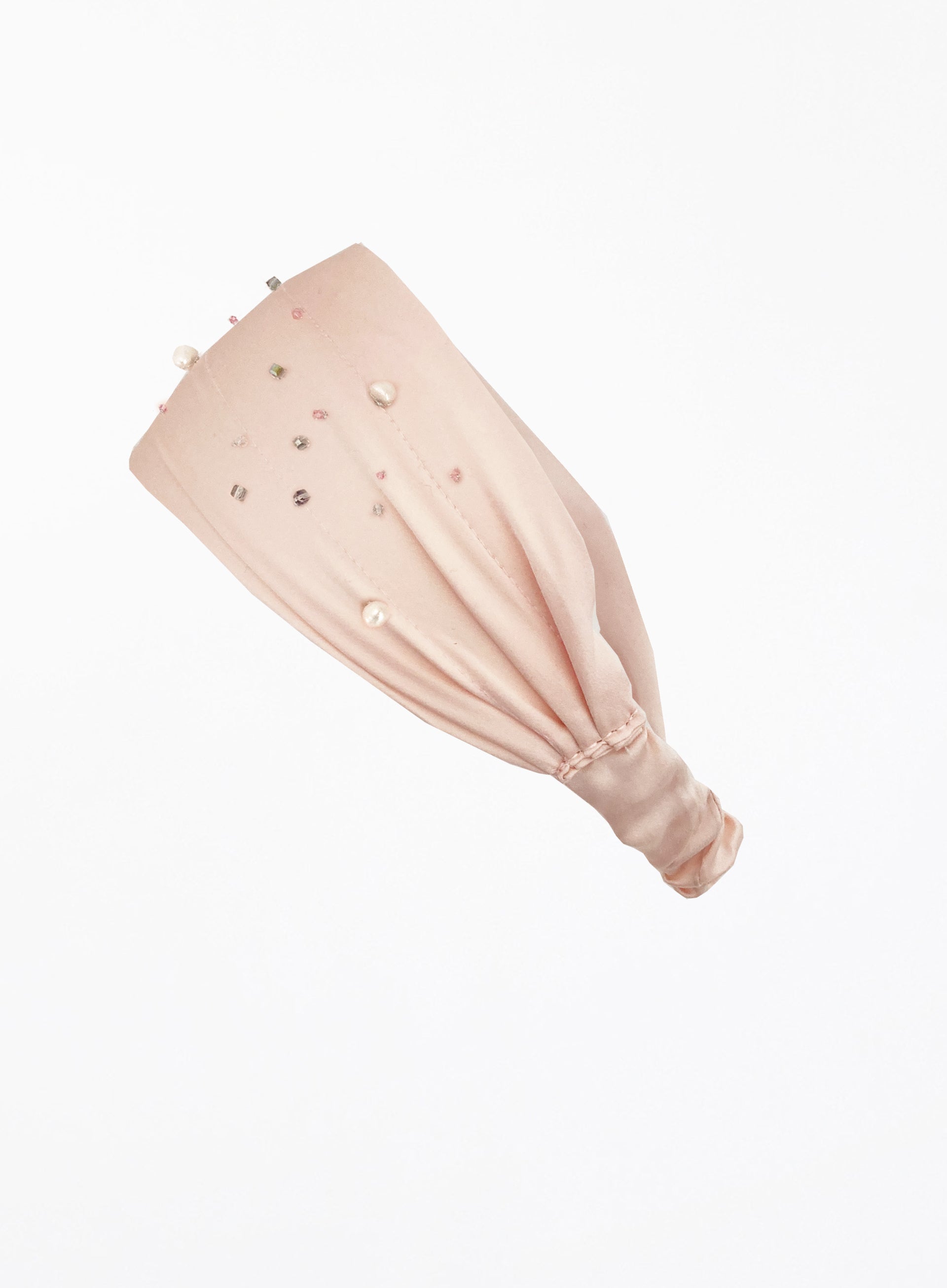 Pink Embellished Silk Headwrap Headband