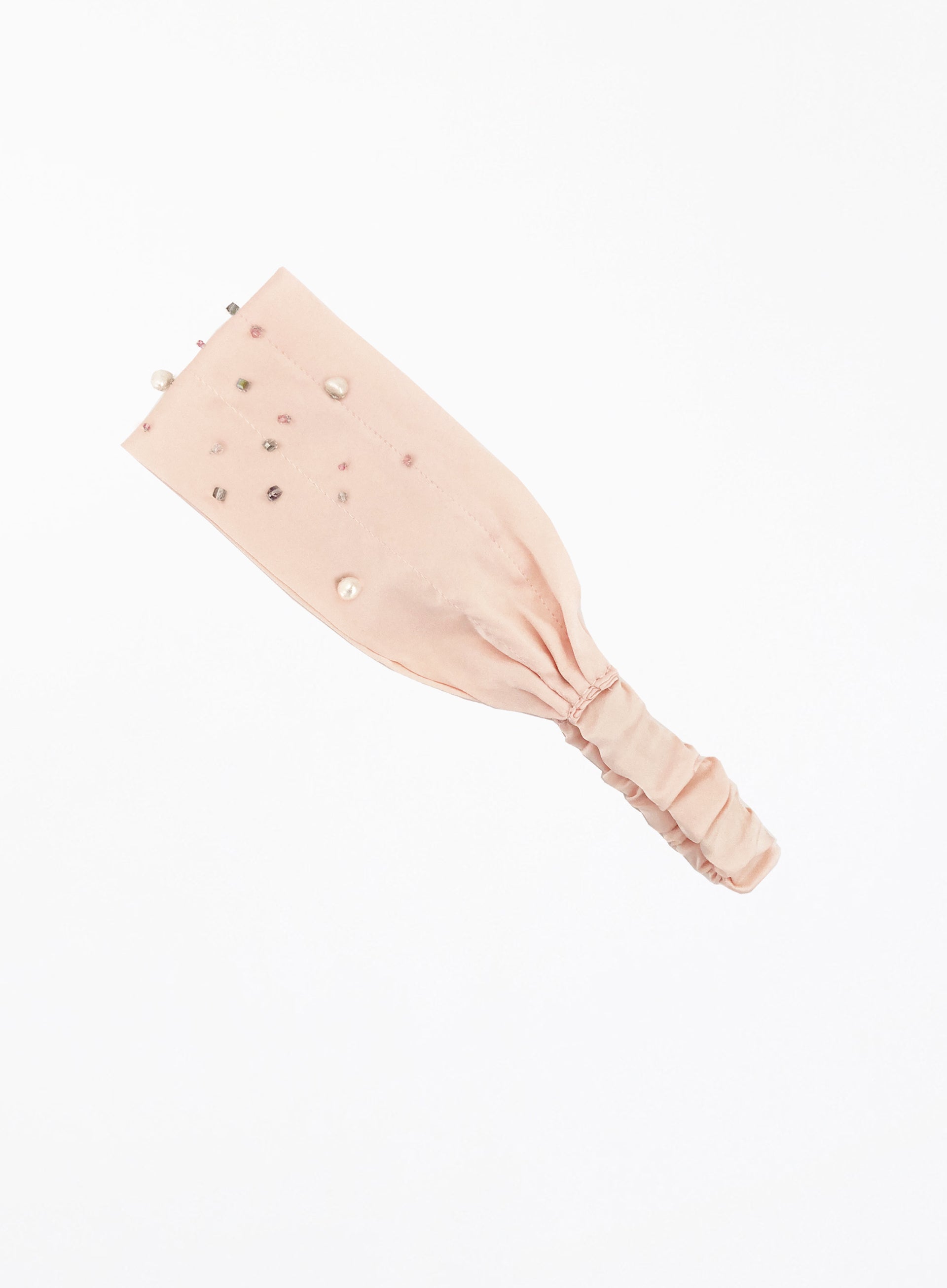 Pink Embellished Silk Headwrap Headband