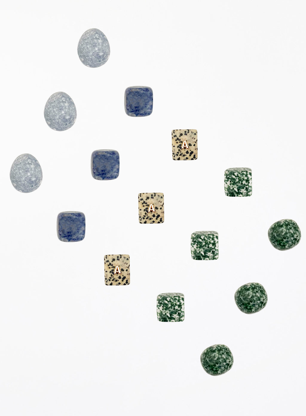 Dalmatian Jasper Green Jasper Blue Jasper Jadeite Stone Angelite Crystal Set