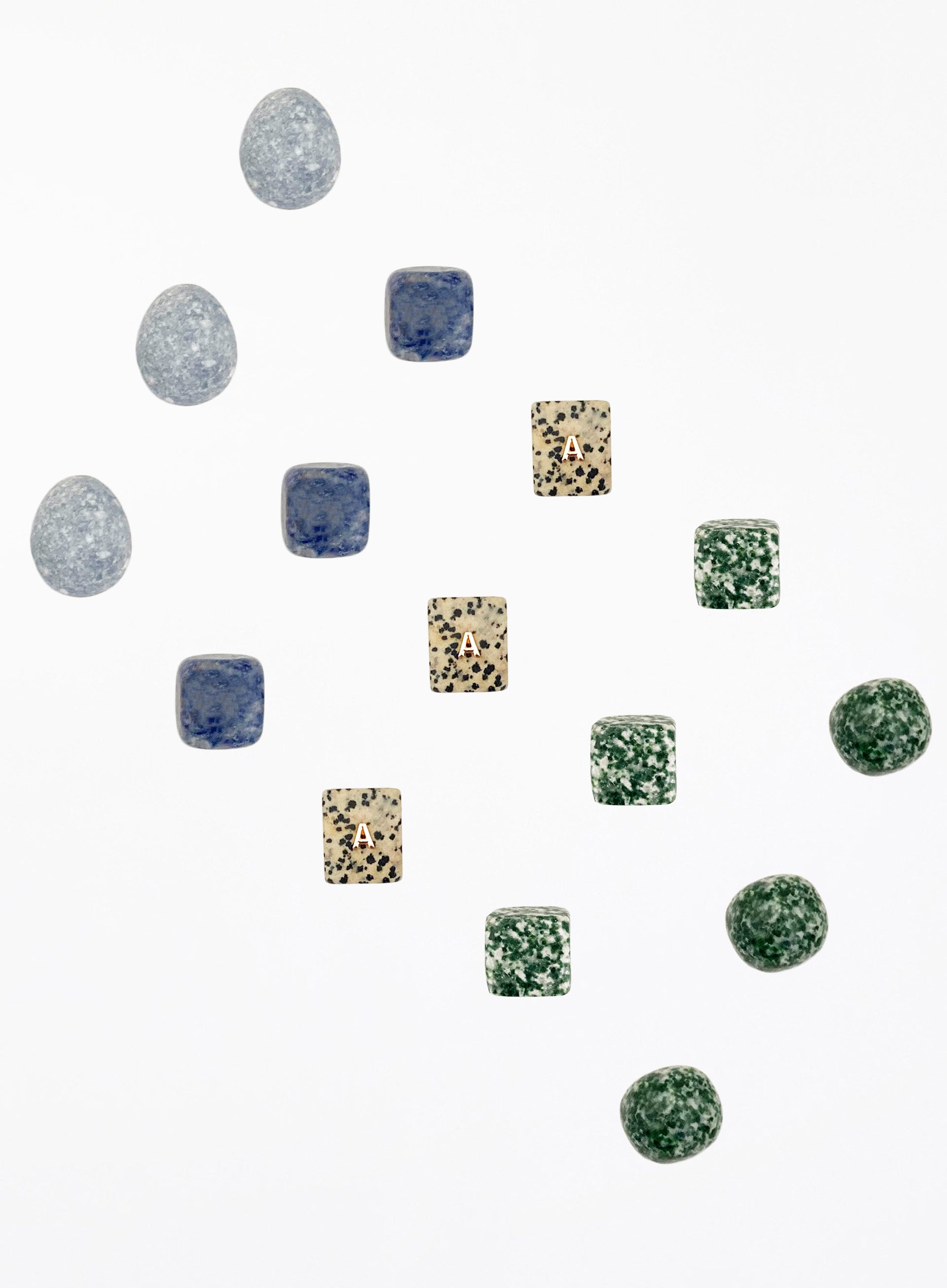 Dalmatian Jasper Green Jasper Blue Jasper Jadeite Stone Angelite Crystal Set