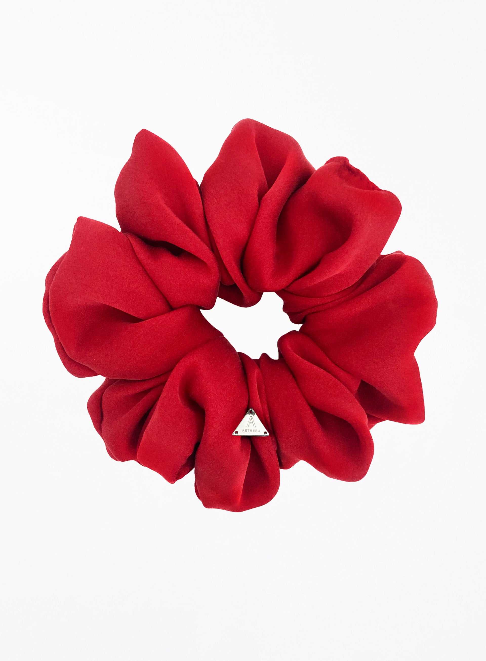Red Oversized Silk Scrunchie