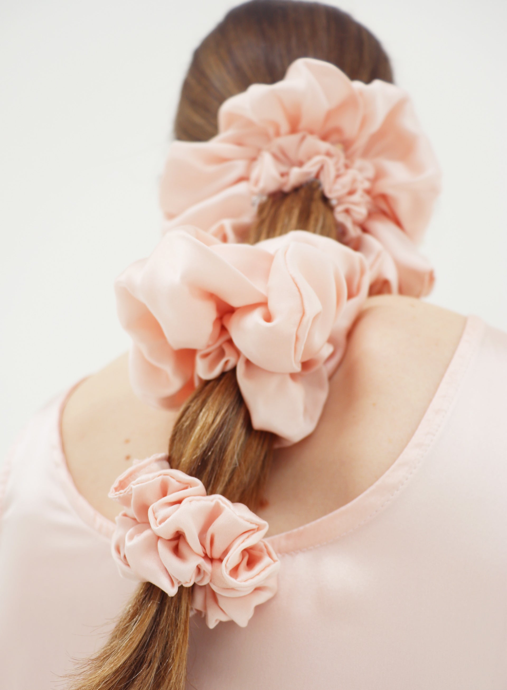 Pink Silk Scrunchie Set