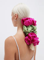 Green Rhinestone Embellished Oversized Silk Scrunchie