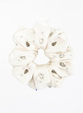 White Rhinestone Embellished Oversized Silk Scrunchie