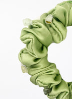 Green Purple Embellished Silk Scrunchie Set