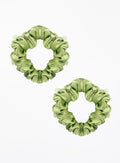 Green Embellished Silk Scrunchie Set
