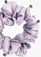 Green Purple Embellished Silk Scrunchie Set