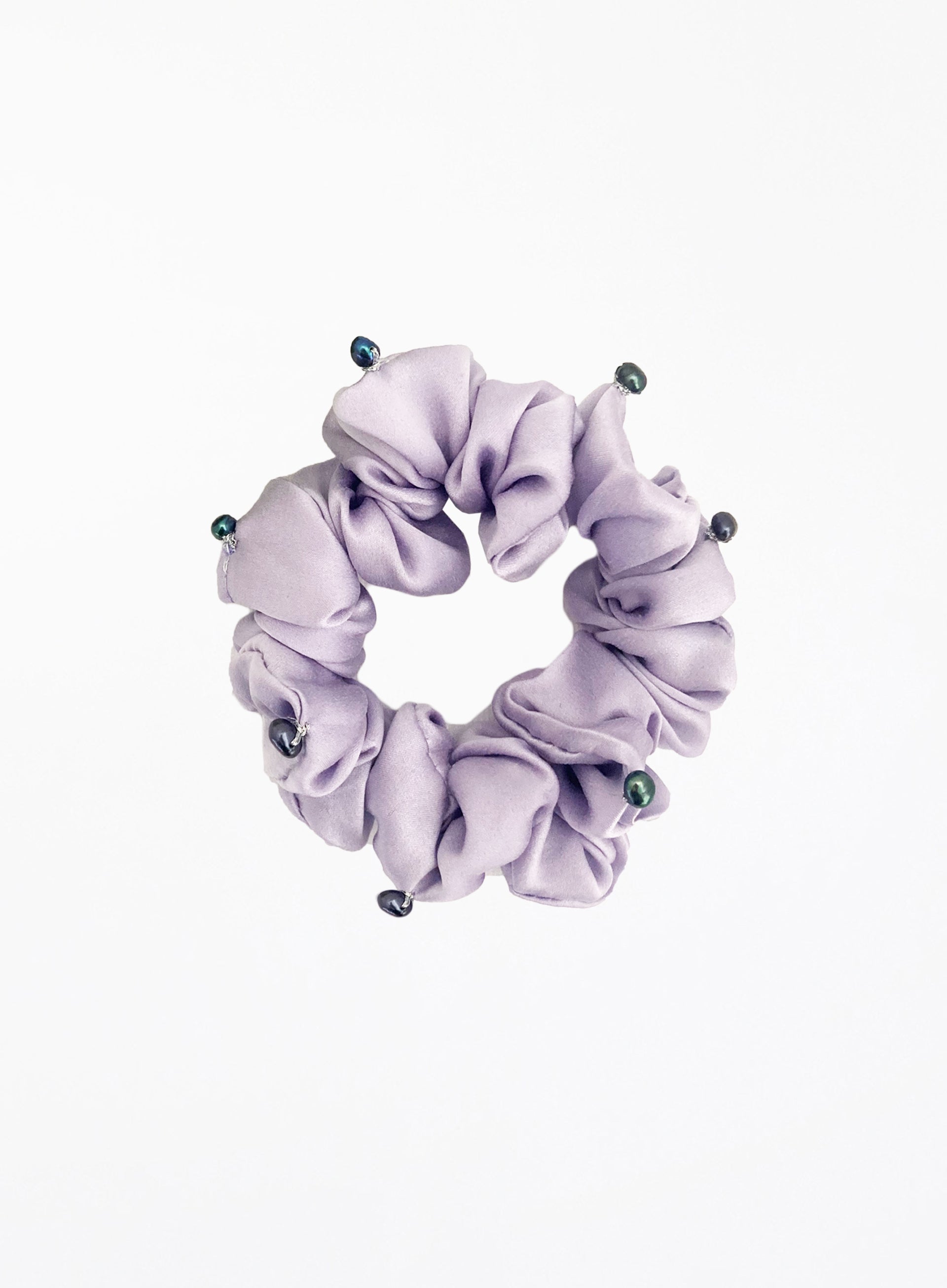 Green Purple Embellished Silk Scrunchie Set