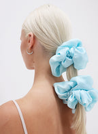 Blue Oversized Silk Scrunchie 