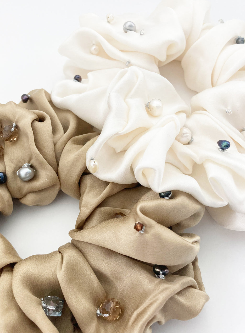 Pearls Embellished Oversized Silk Scrunchie
