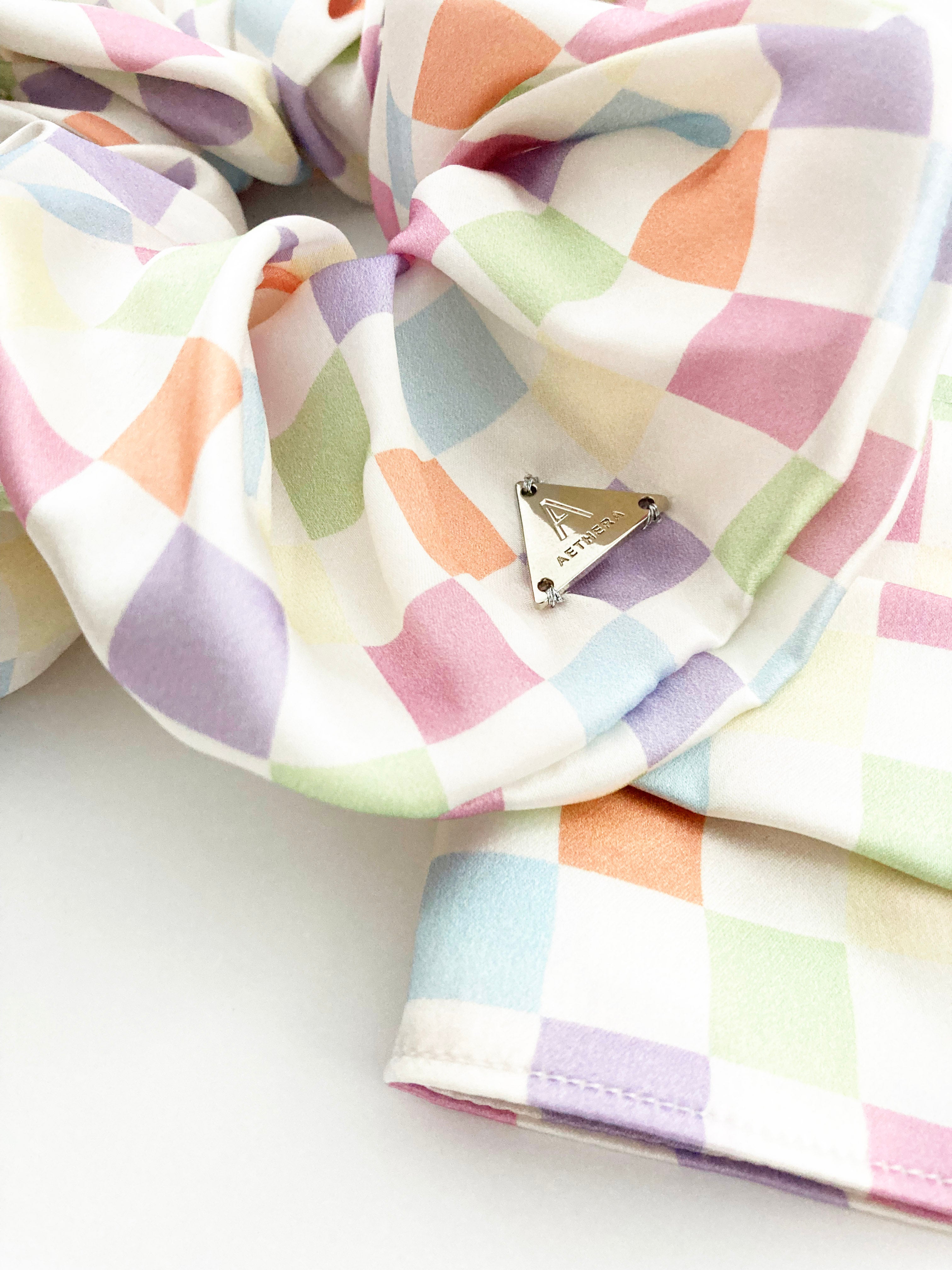 Checked Oversized Silk Scrunchie