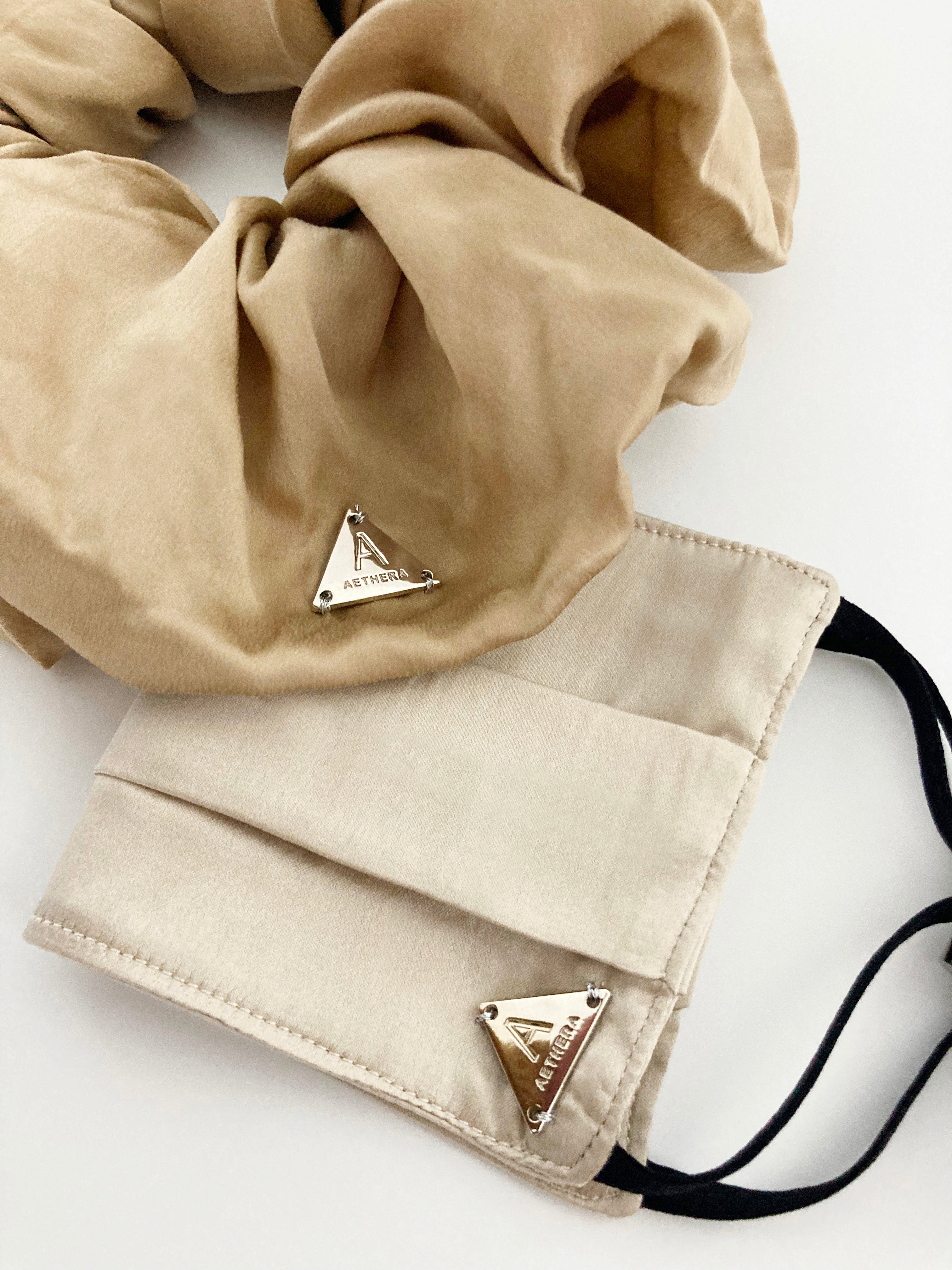 Beige Silk Facemask