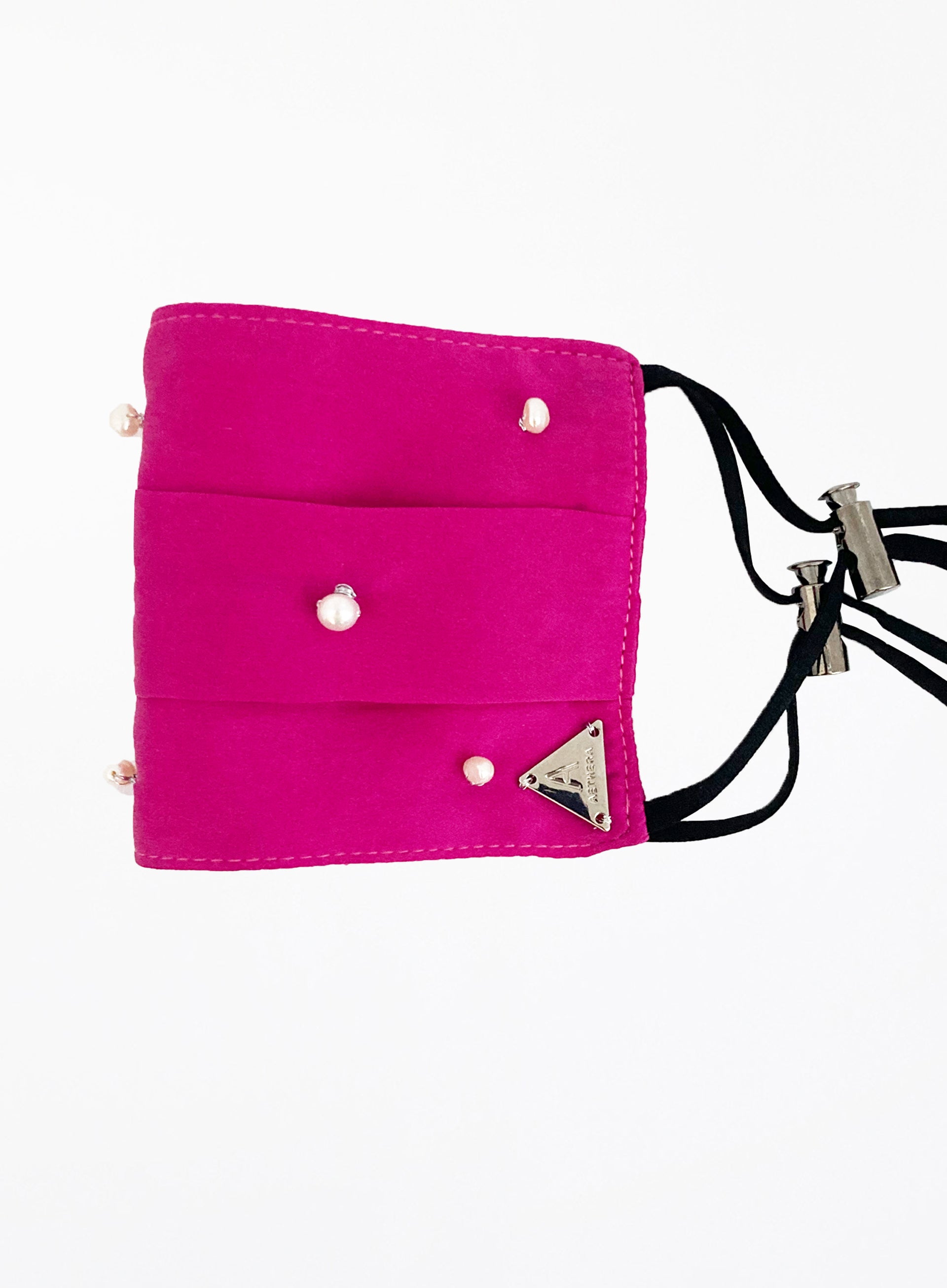 Nacre Cultured Pearl Silk Facemask - Fuchsia