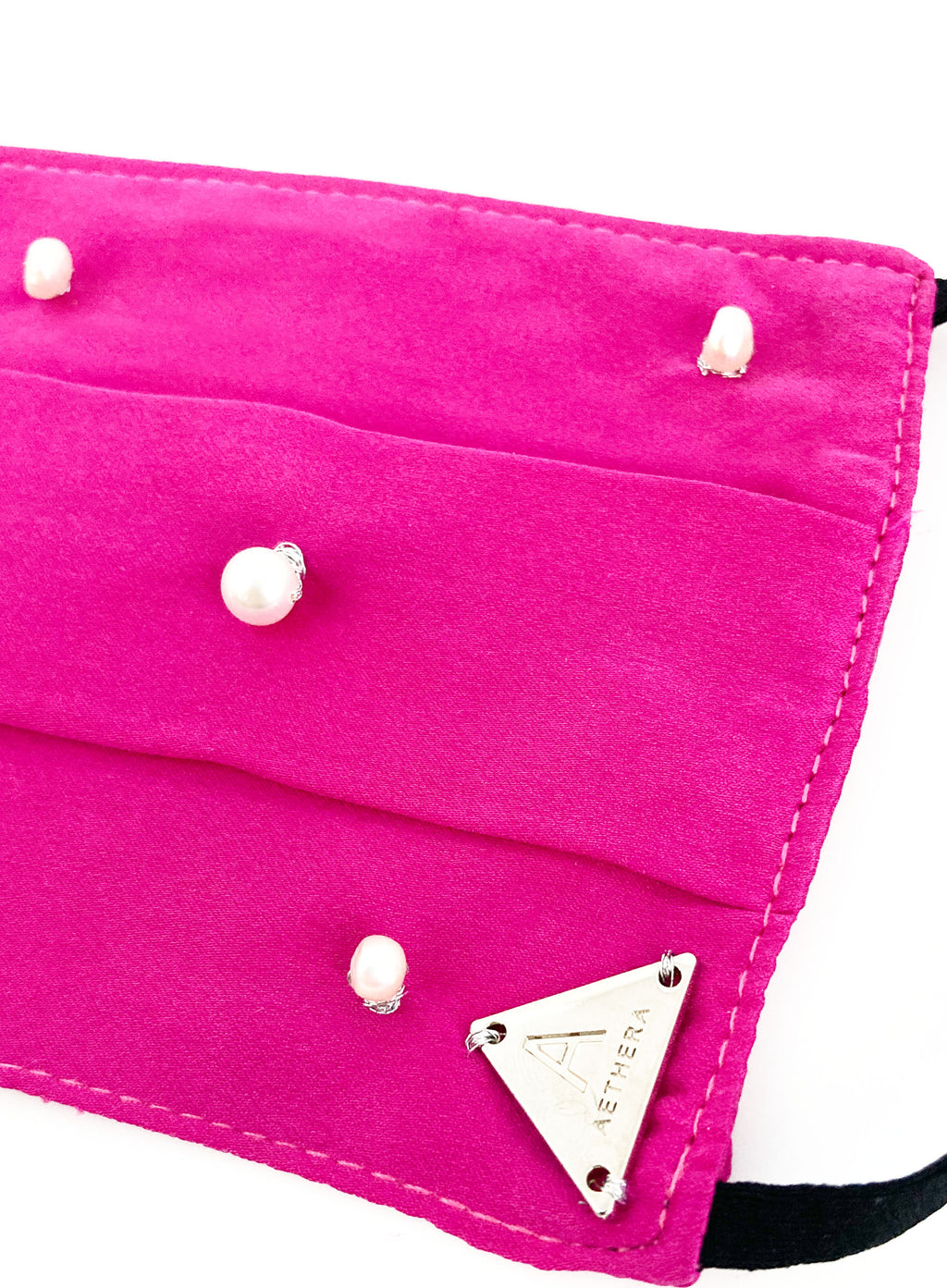 Nacre Cultured Pearl Silk Facemask - Fuchsia