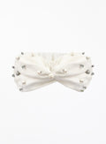 white pearl embellished linen headband headwrap 