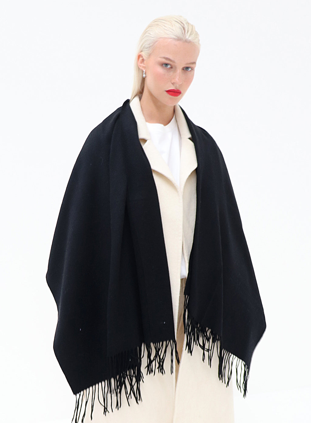 Helena Cashmere Shawl - Black with Custom Monogram