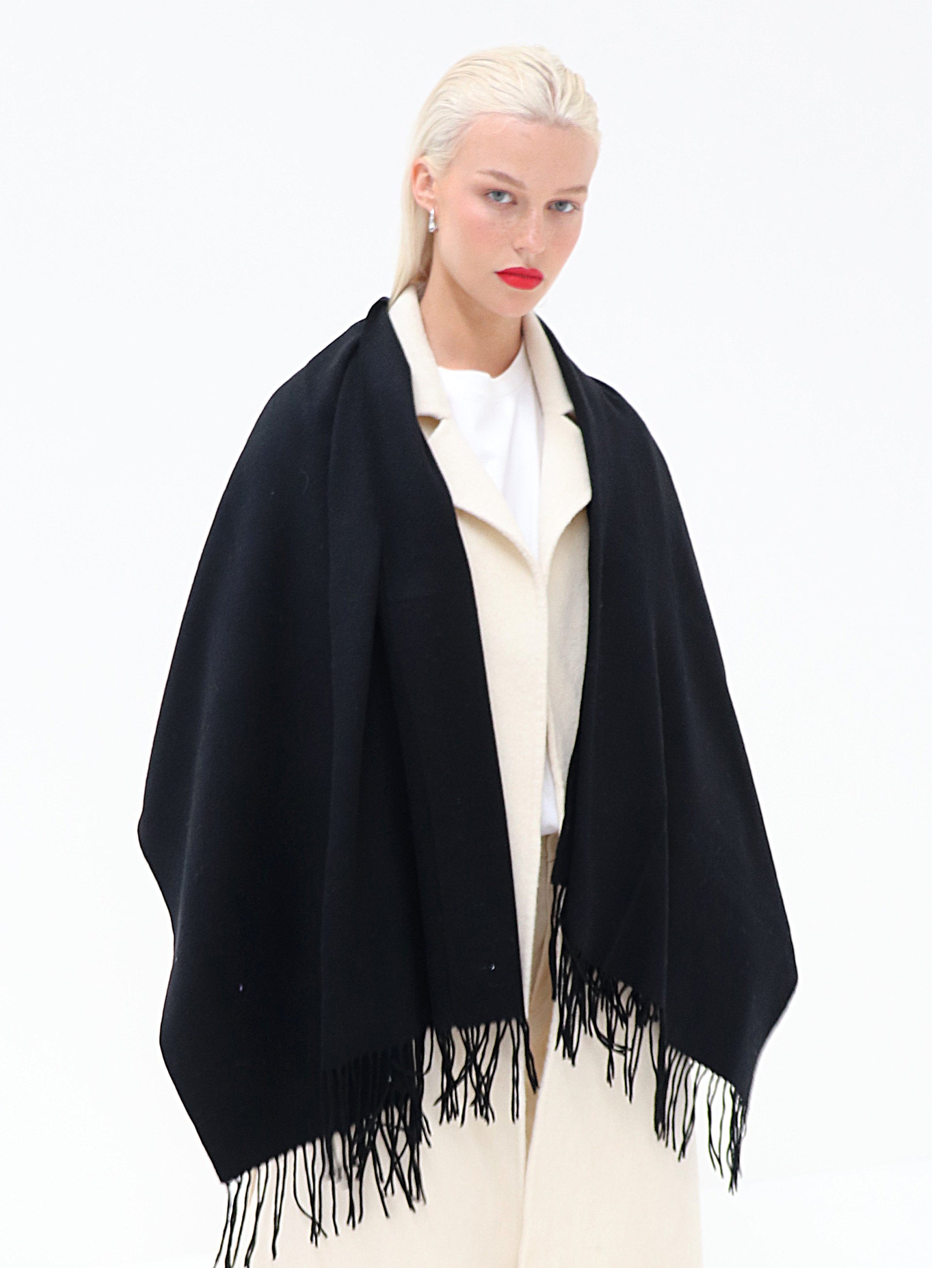 Helena Cashmere Shawl - Black with Custom Monogram