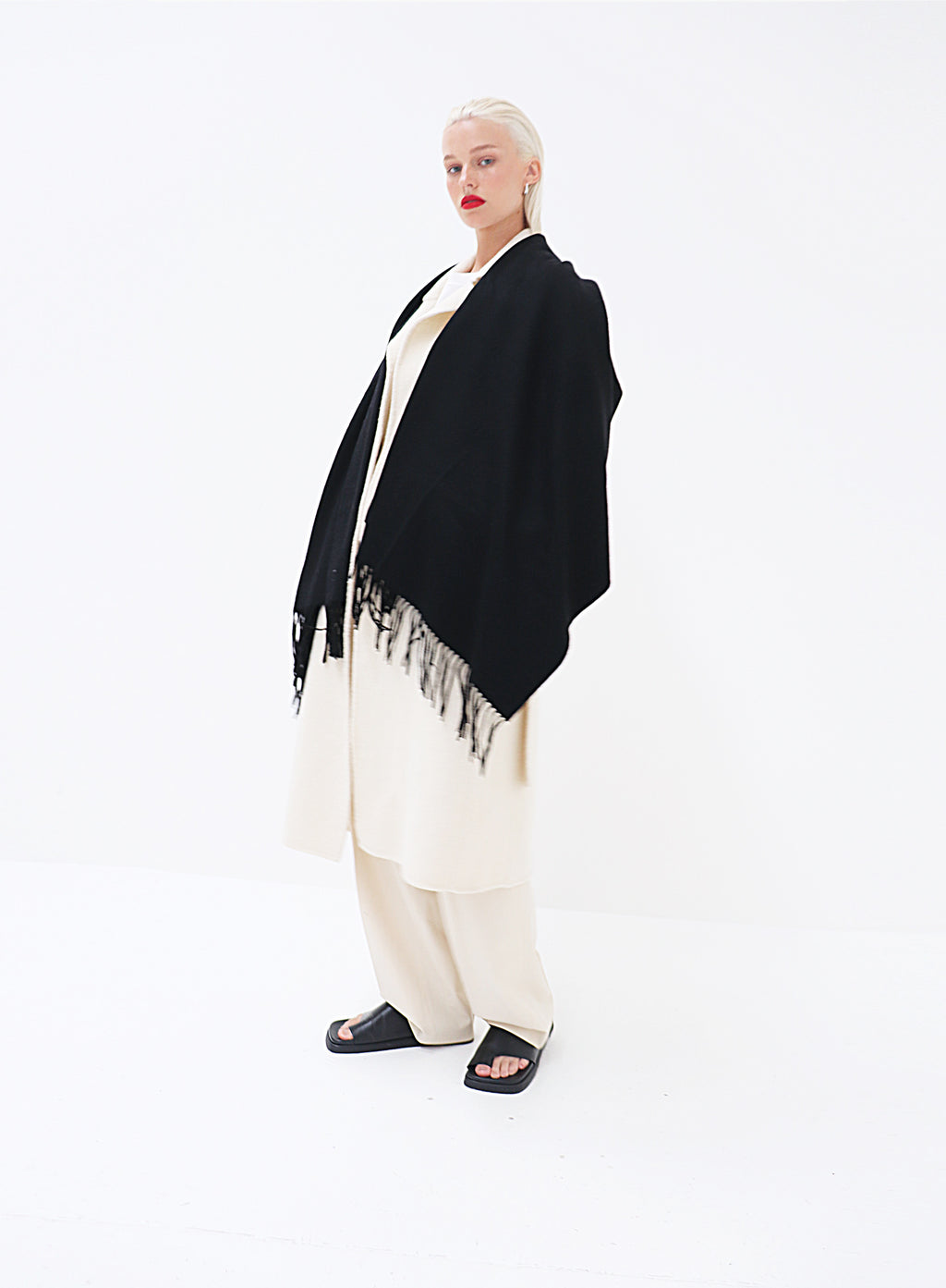 Helena Cashmere Shawl - Black with Custom Monogram