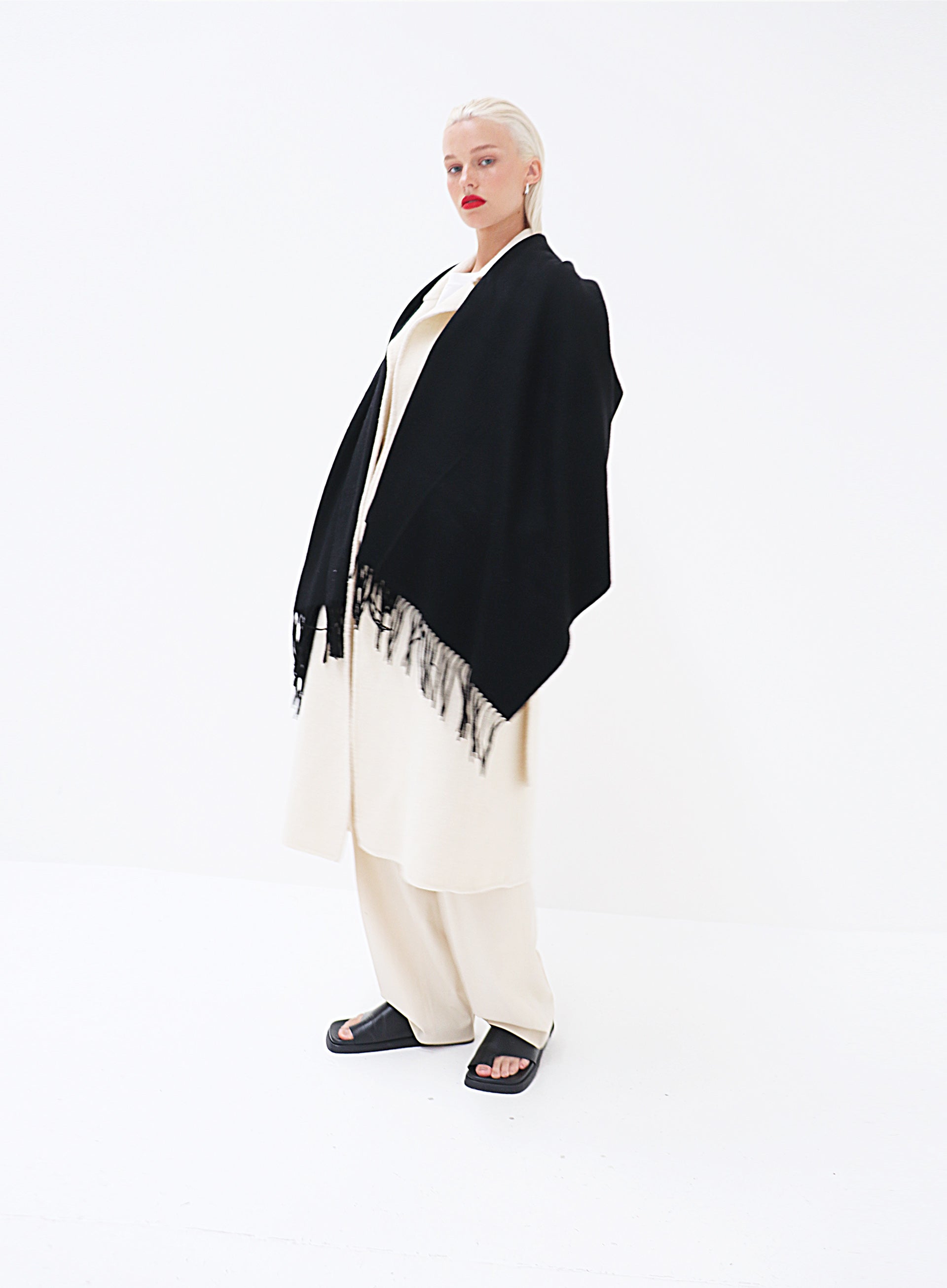 Helena Cashmere Shawl - Black with Custom Monogram