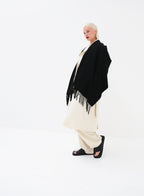 Black Fringed Wool Lambswool Scarf