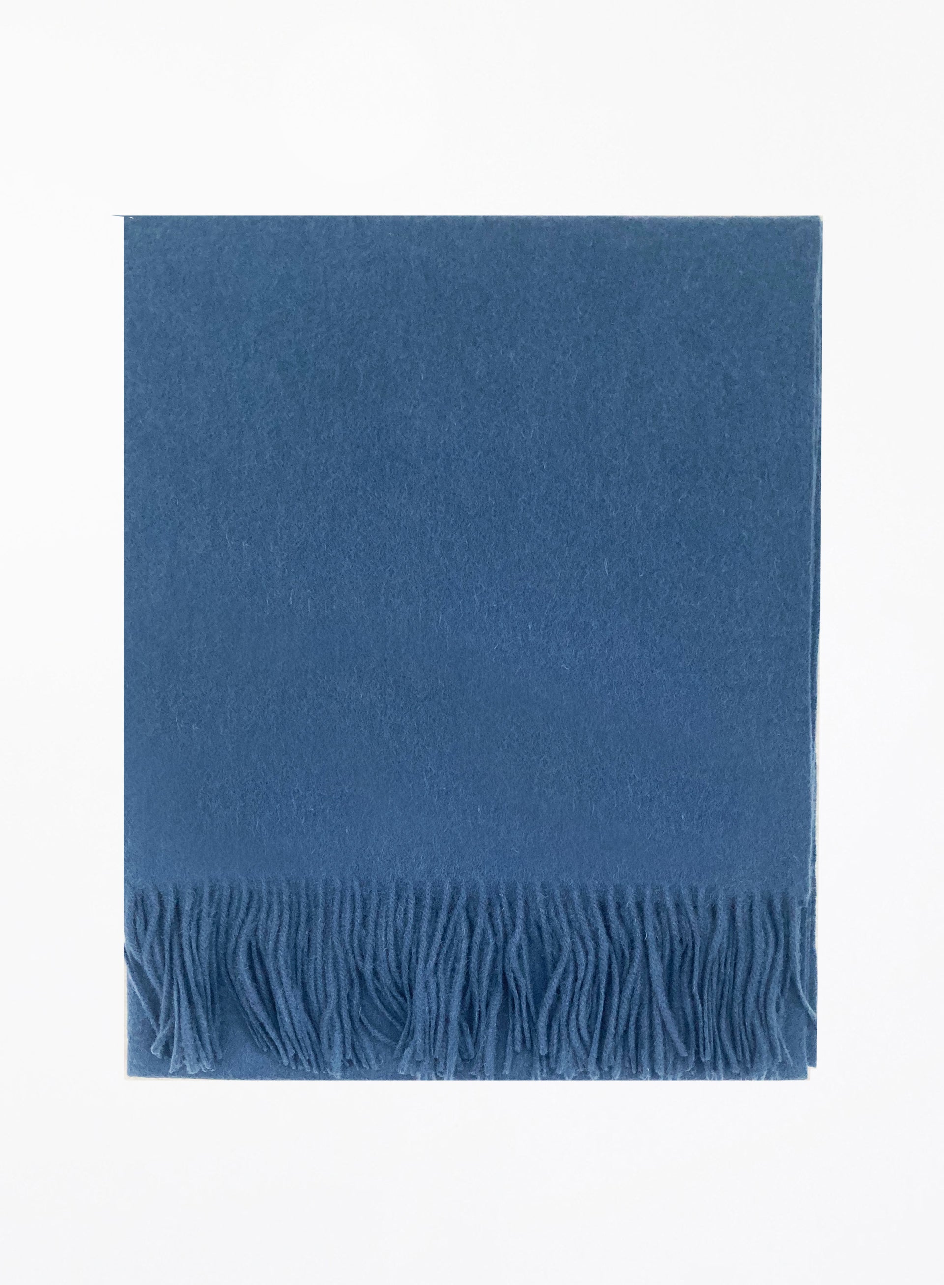 Blue Fringed Wool Lambswool Scarf