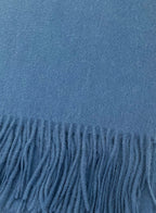 Blue Fringed Wool Lambswool Scarf