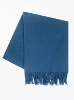 Blue Fringed Wool Lambswool Scarf