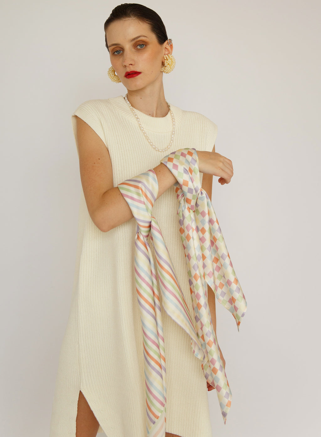 Striped Silk Square Scarf