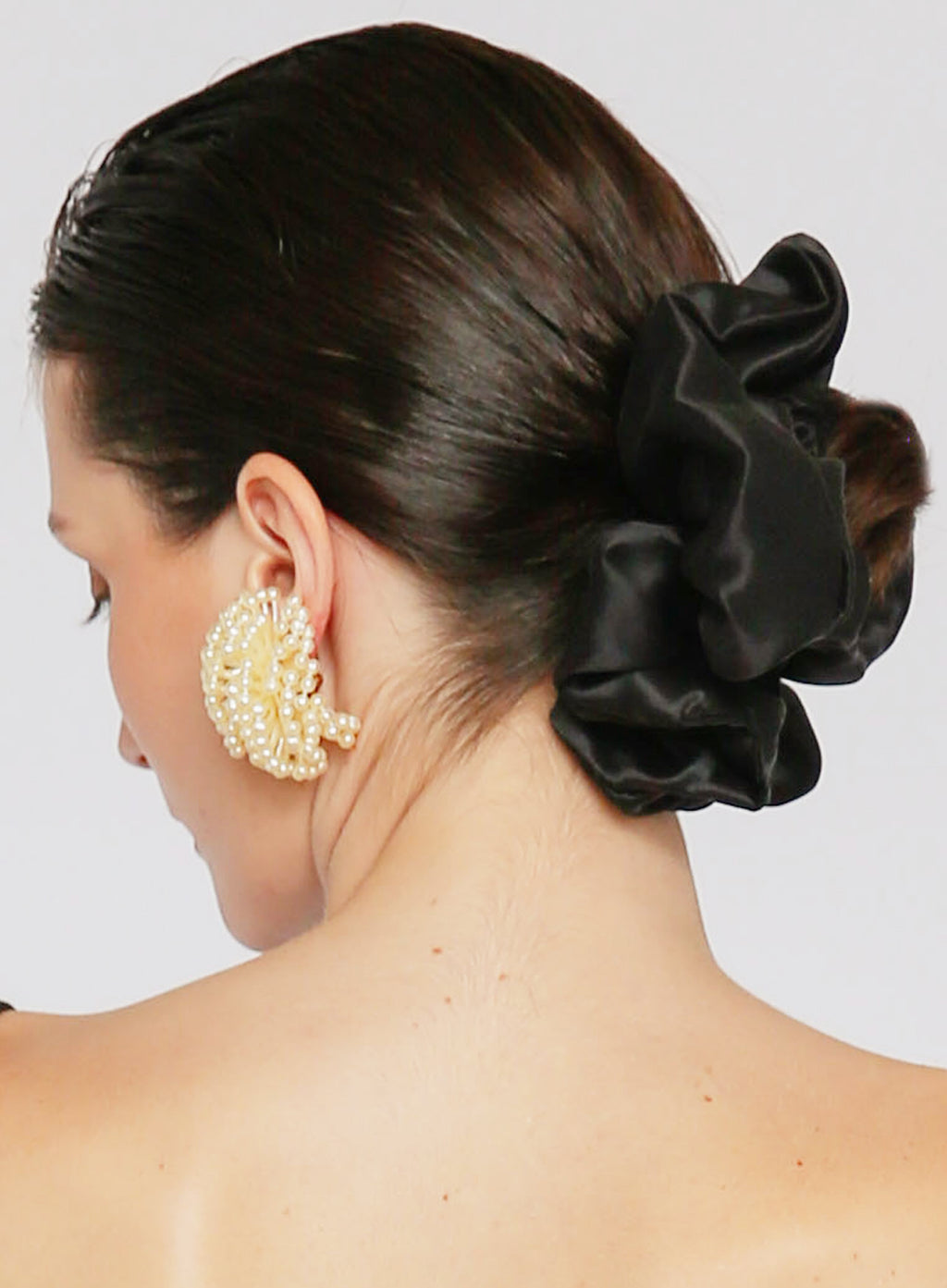 Black Oversized Silk Scrunchie