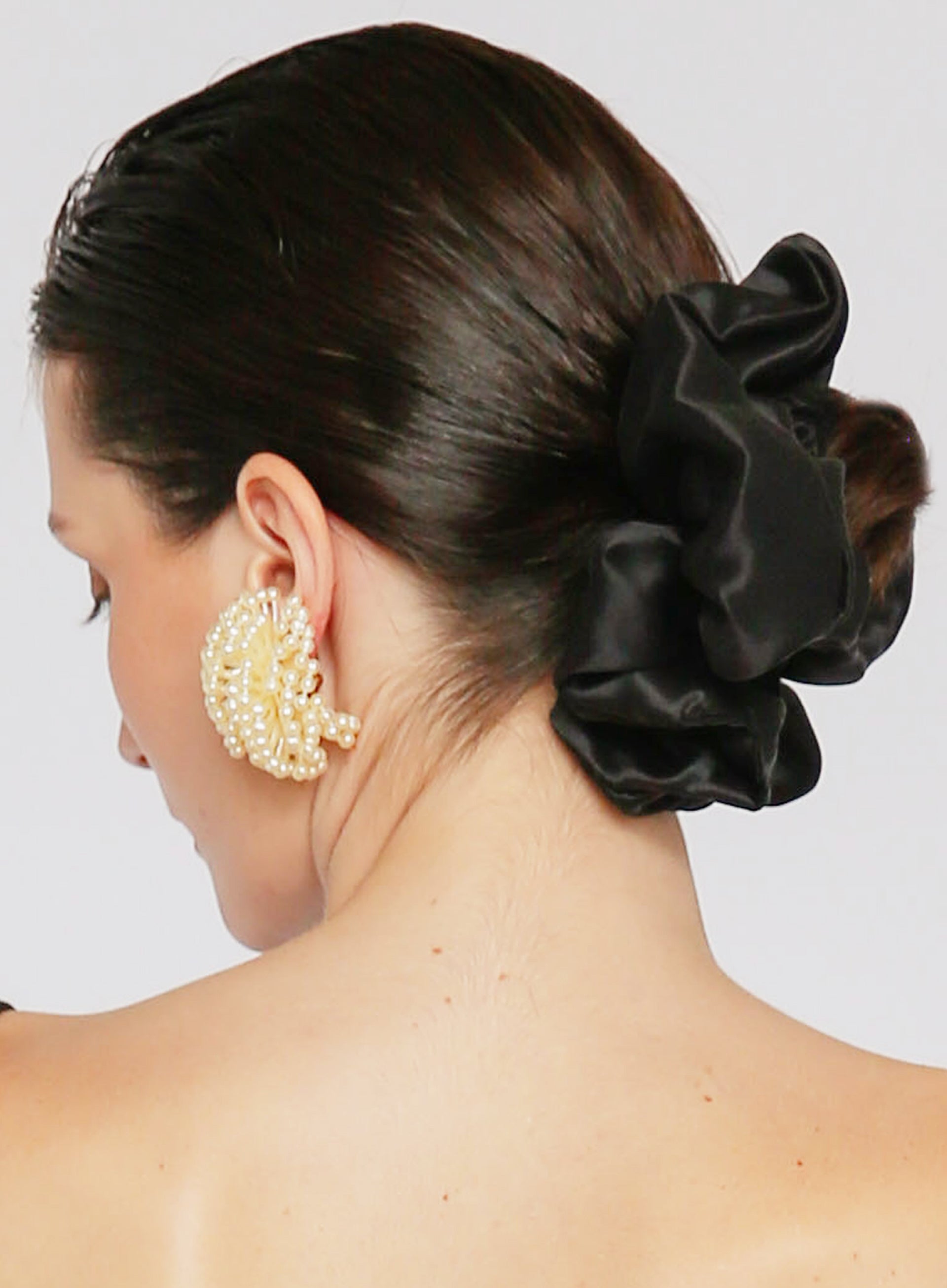 Black Oversized Silk Scrunchie
