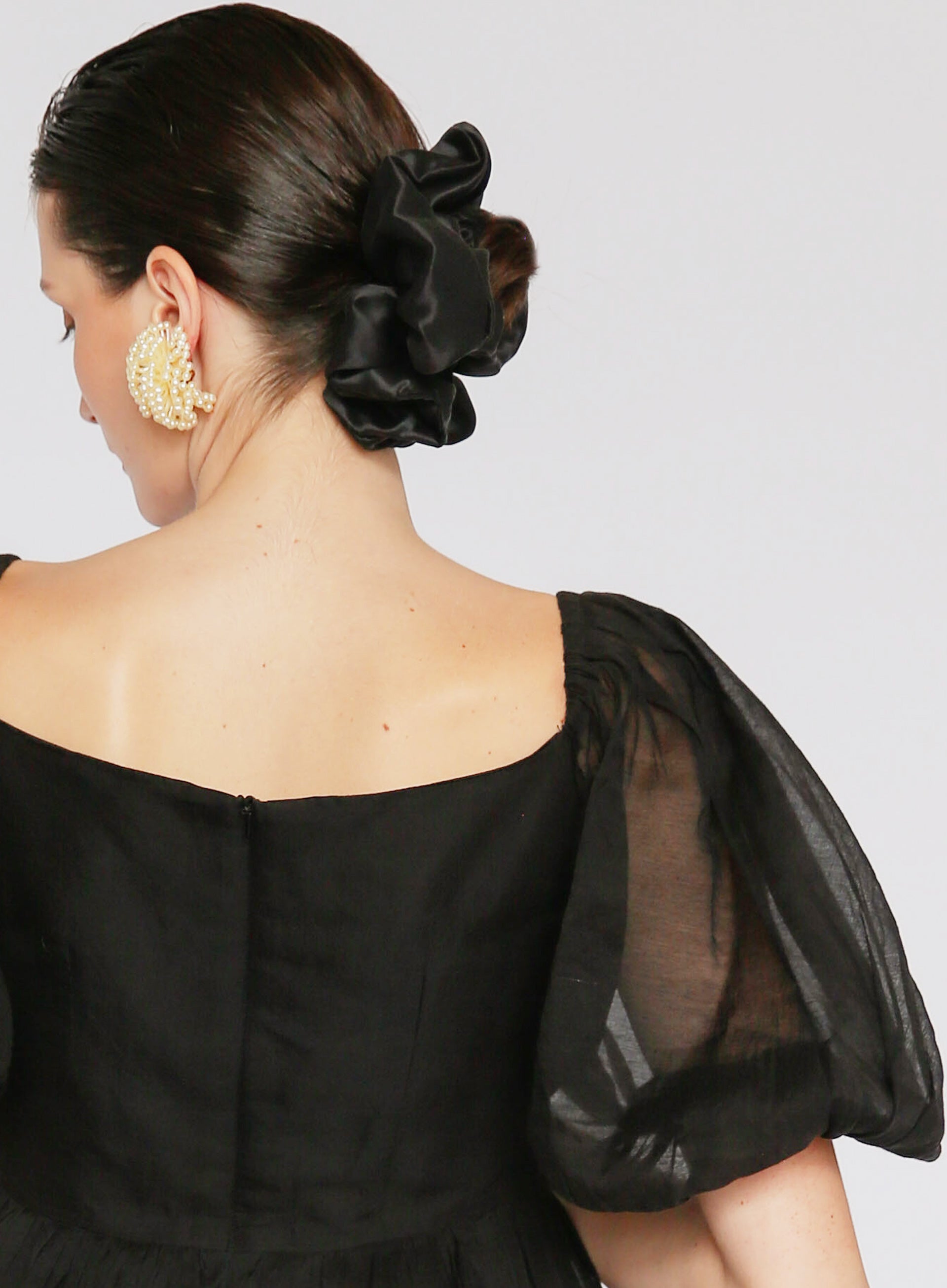Black Oversized Silk Scrunchie