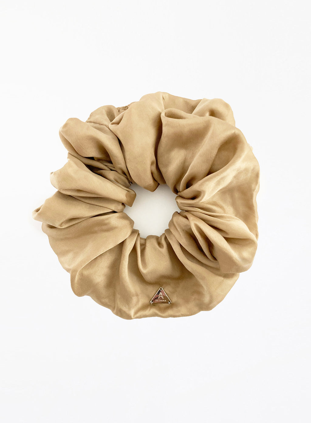 Beige Oversized Silk Scrunchie