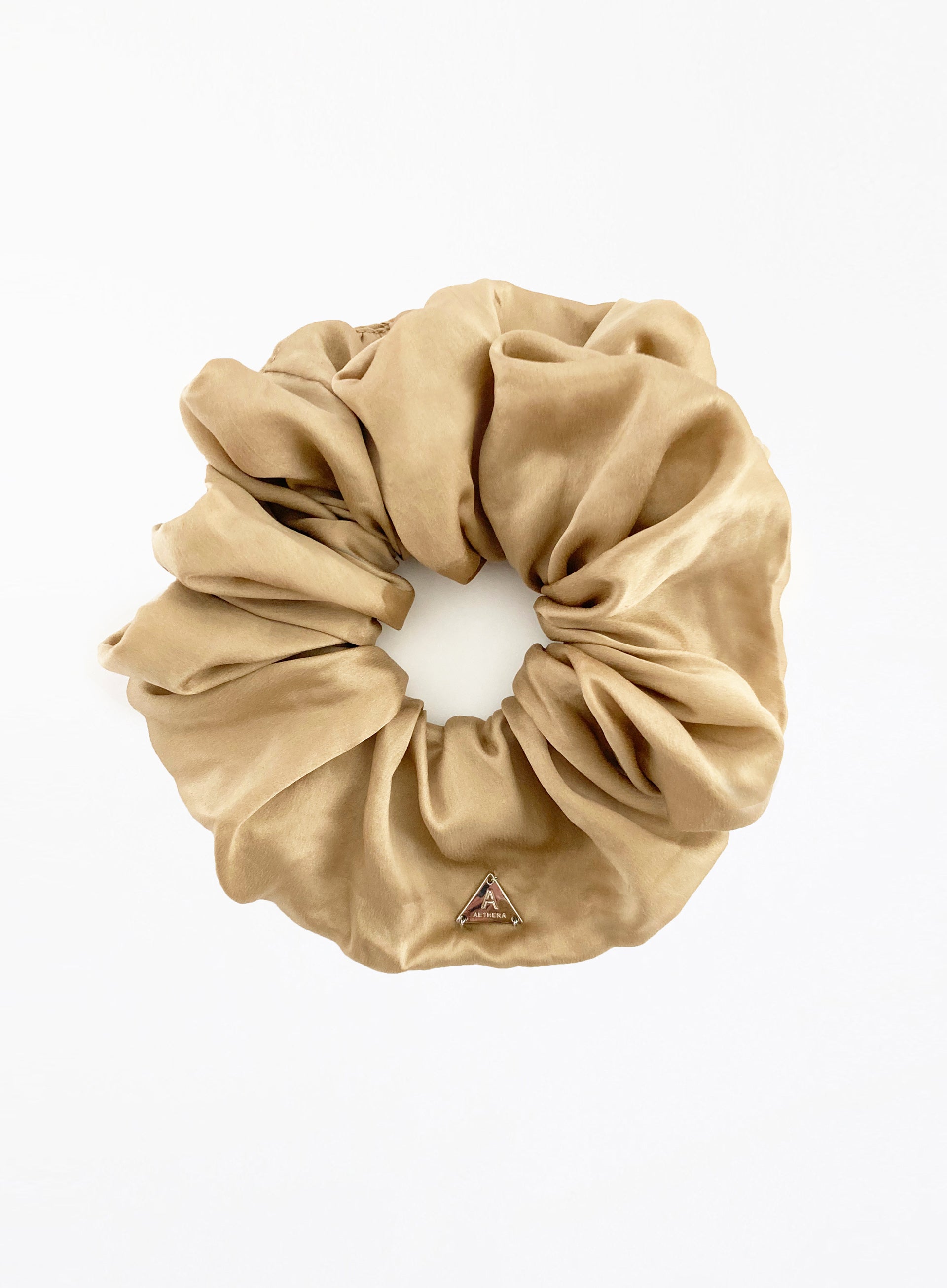 Beige Oversized Silk Scrunchie