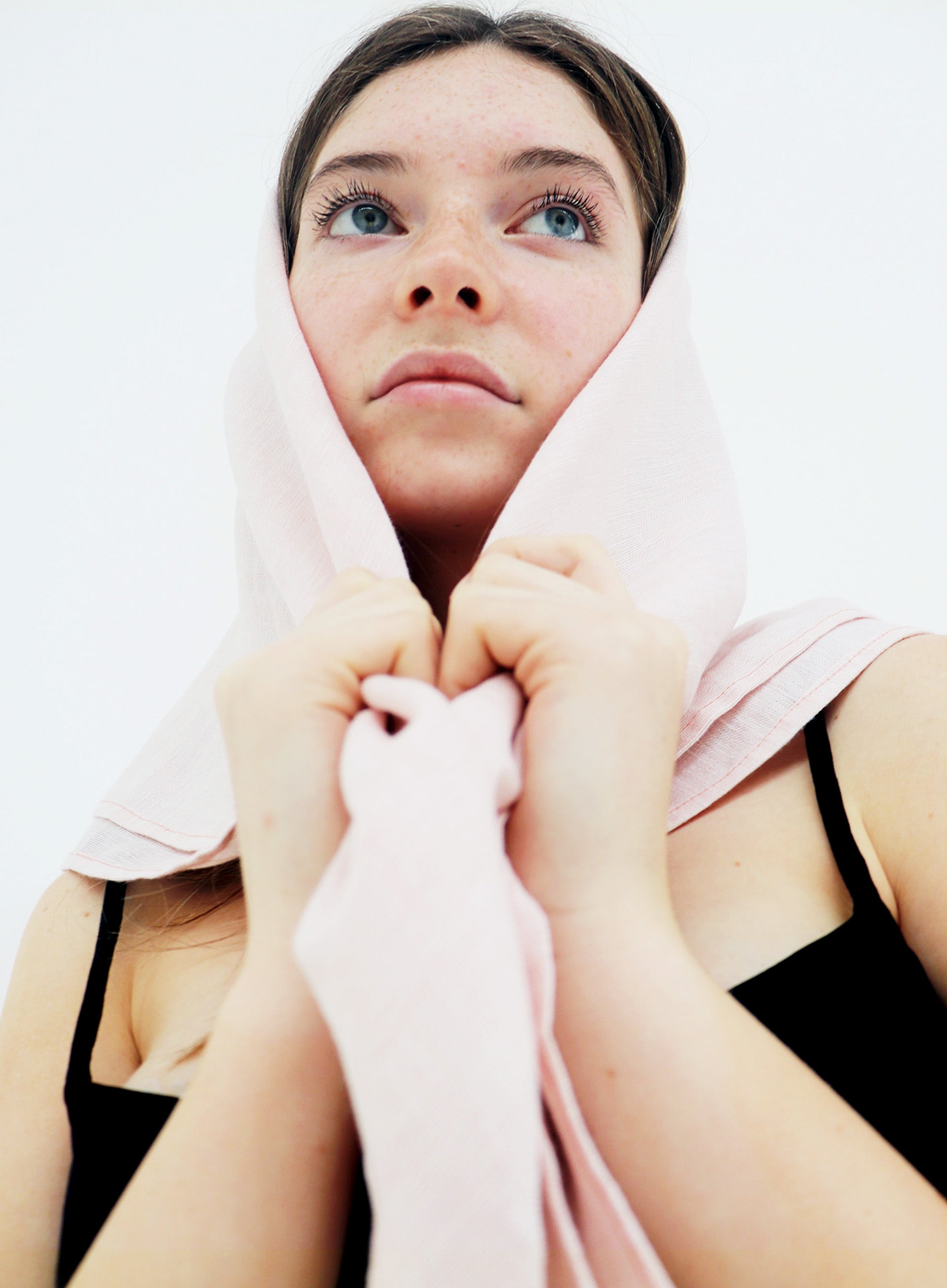 Anastasie Linen Square Scarf - Rose